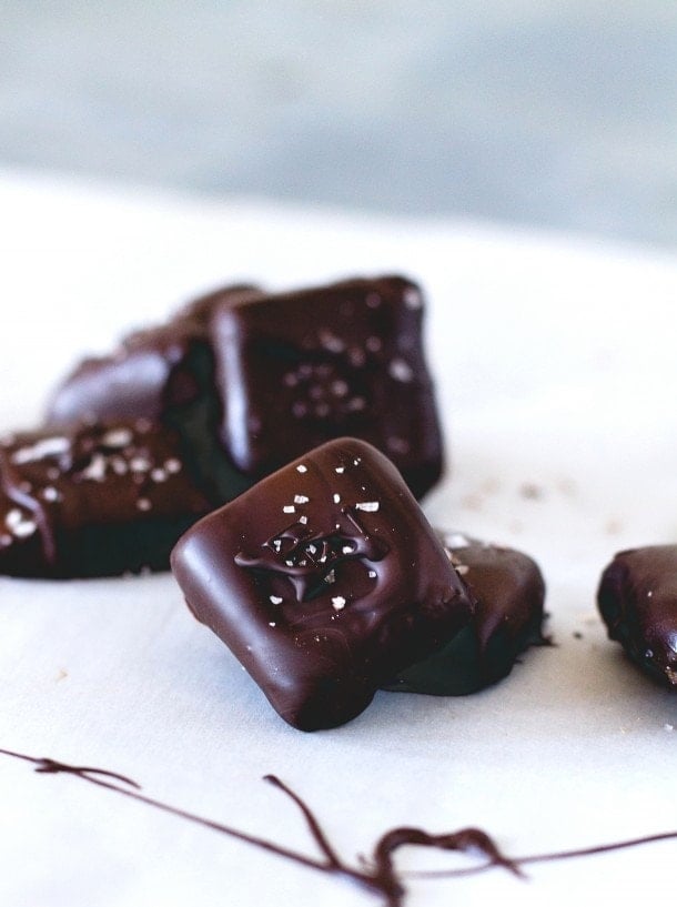 Salty Chocolate Date Caramels {recipe}