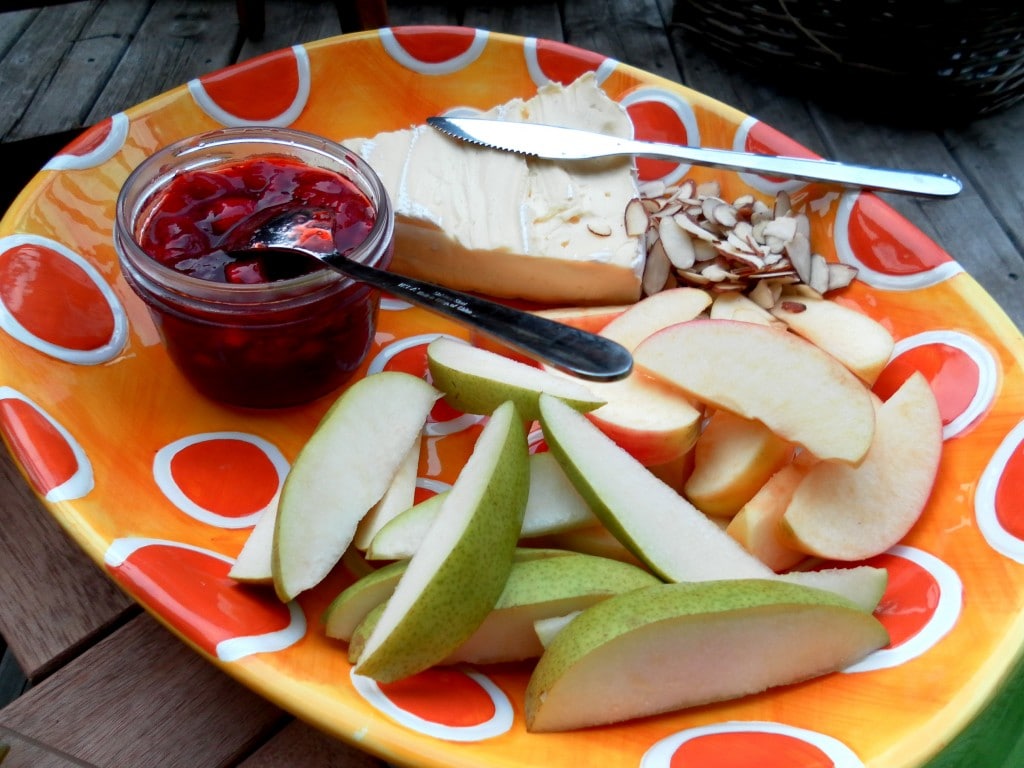 Fruit platter with Trader Joe's Raw Honey and Almonds • Heartbeet Kitchen
