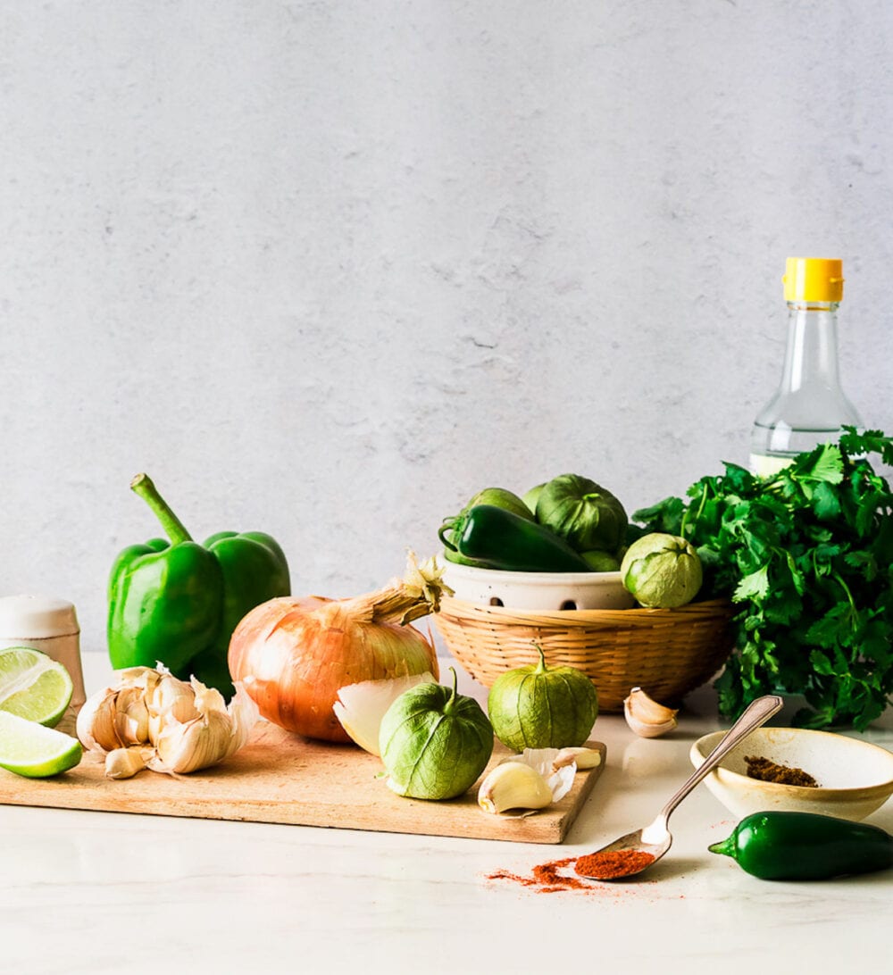 ingredients for canning tomatillo salsa verde