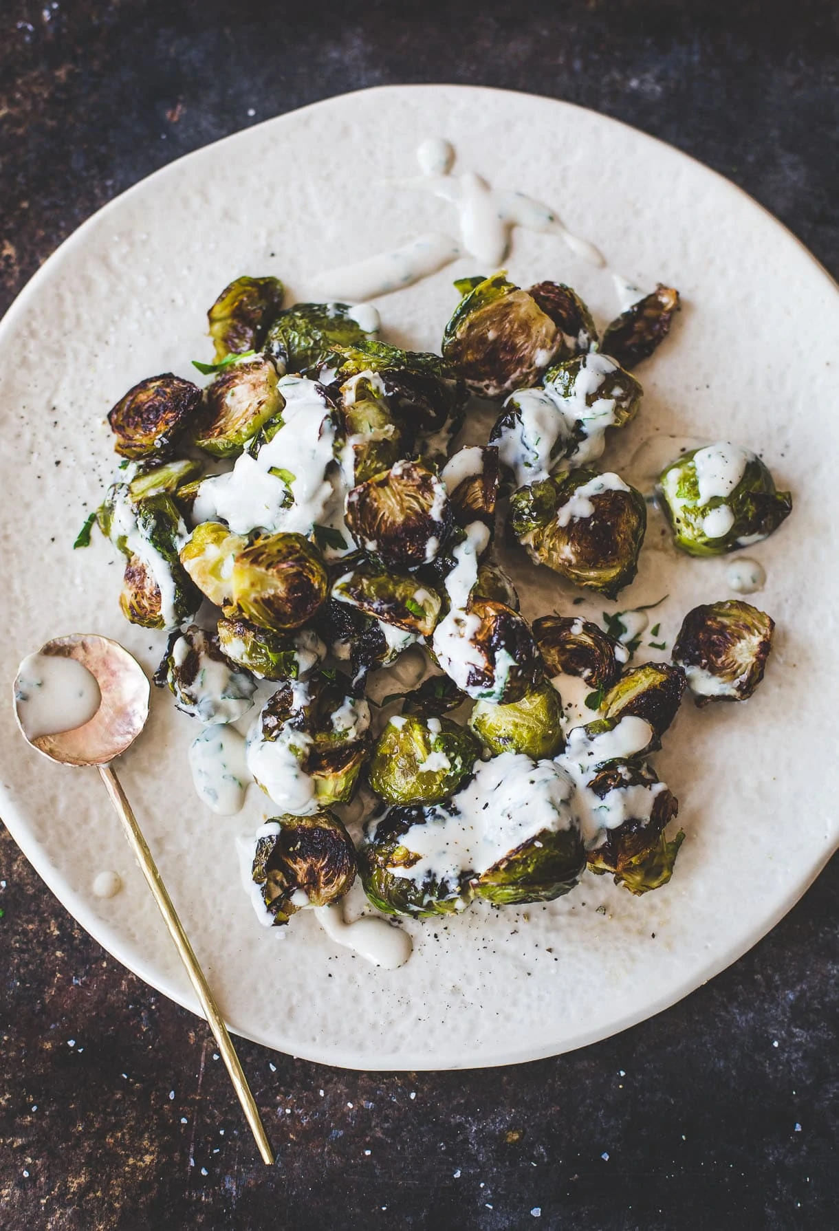 Paleo Brussels Sprouts with Tahini Sauce {vegan}