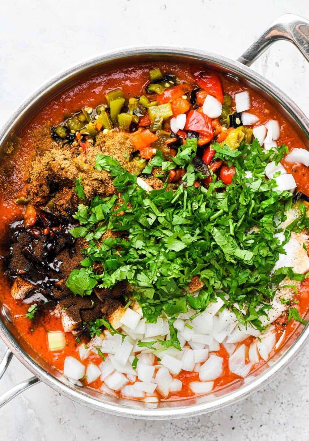 salsa in a stock pot, preparing to be canned