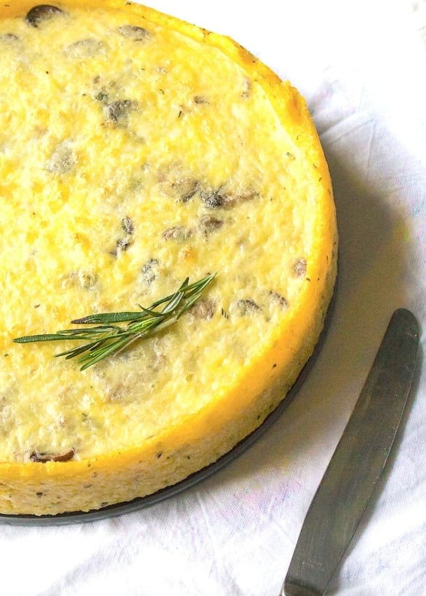 Caramelized Mushroom & Shallot Quiche with Polenta Crust ~ naturally gluten free