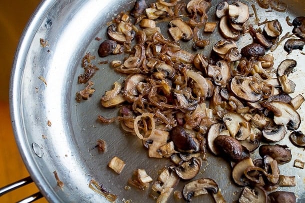 Caramelized Mushroom & Shallot Quiche with Polenta Crust {gluten free}