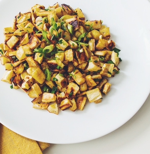 parsnip & garlic chive homefries | heartbeet kitchen