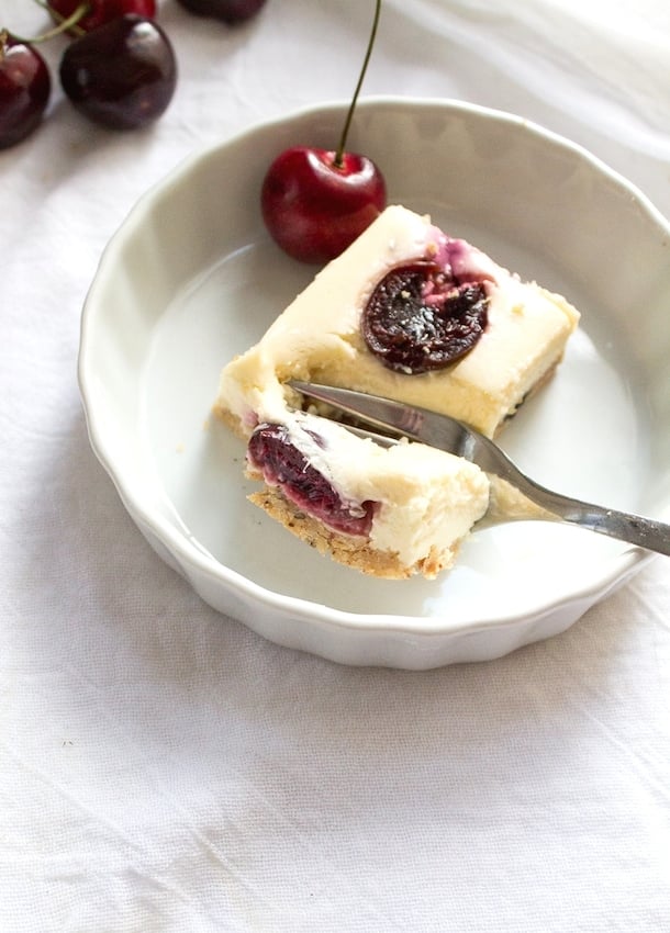 Cherry Cheesecake Bars with Nutty Shortbread Crust {gluten free}