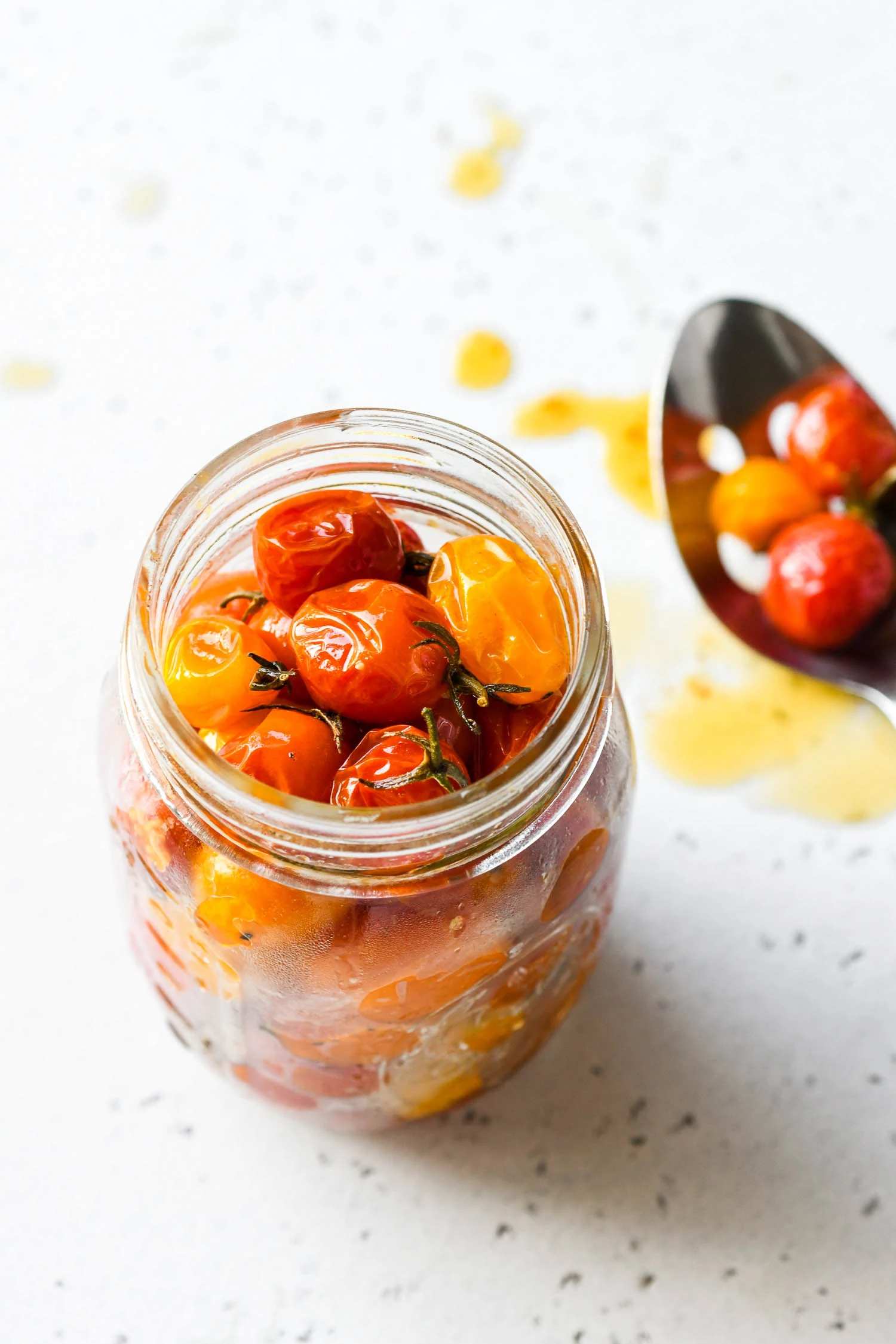 cherry tomatoes in a ball canning jar