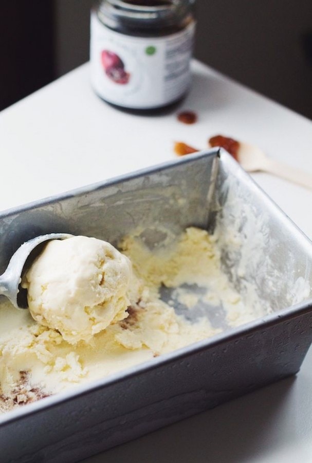 Olive Oil Ice Cream with Jam Swirl • Heartbeet Kitchen