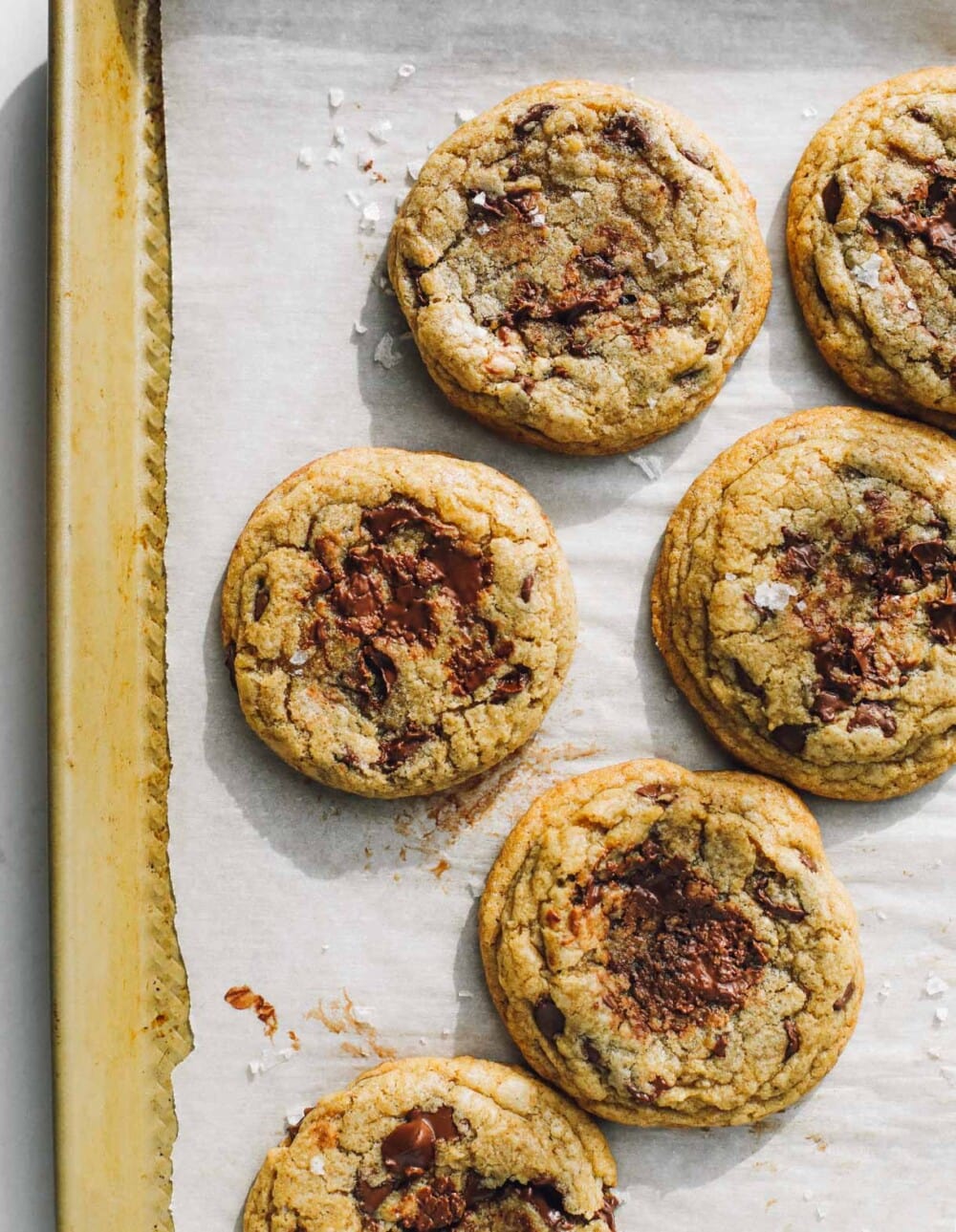 gluten-free chocolate chip cookies on baking sheet