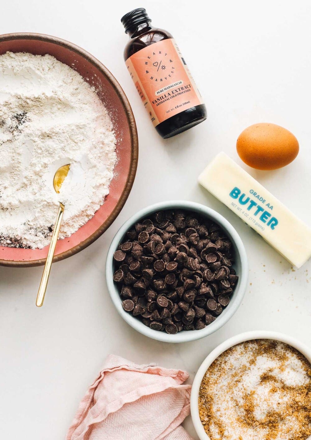ingredients for gluten-free chocolate chip cookies