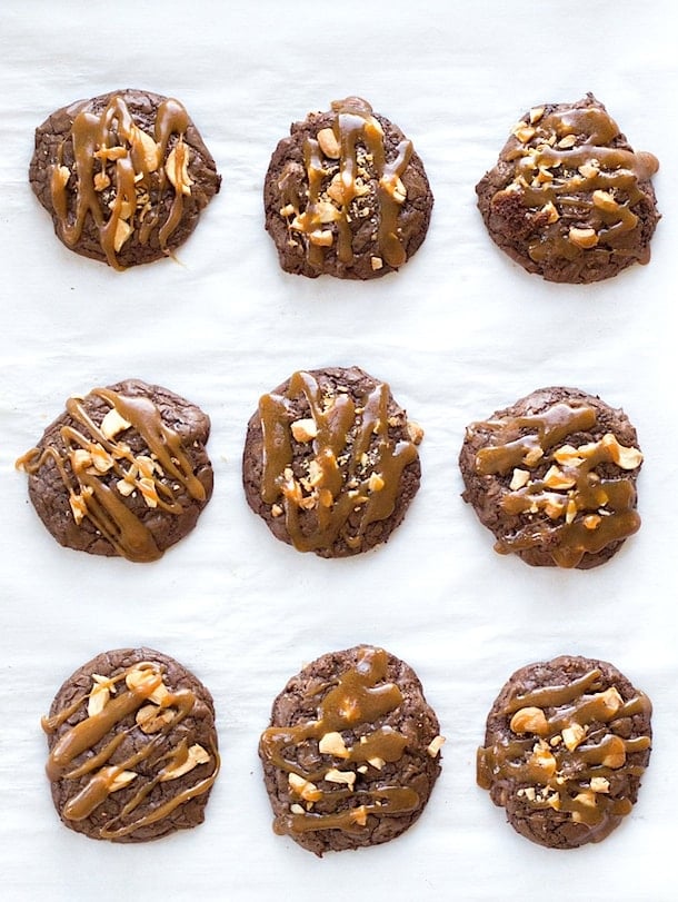 Caramel Cashew Chocolate Cookies {gluten-free}