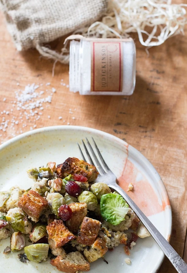 Gluten-Free Herb Stuffing with Brussels Sprouts & Cranberries | heartbeet kitchen