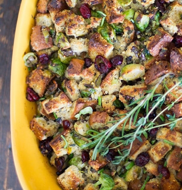 Gluten-Free Herb Stuffing with Brussels Sprouts & Cranberries