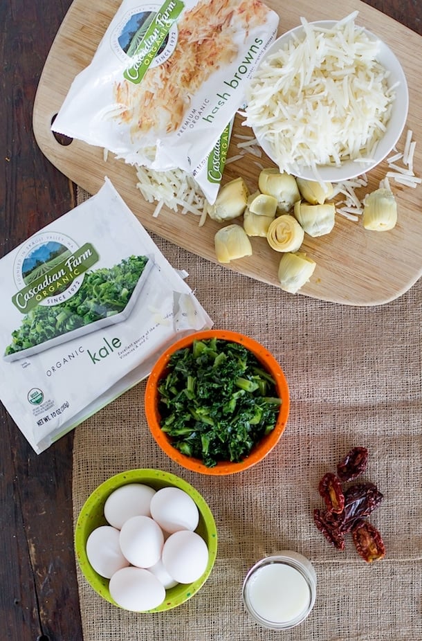 Kale and Artichoke Stuffed Egg Bake | with Cascadian Farms organic vegetables