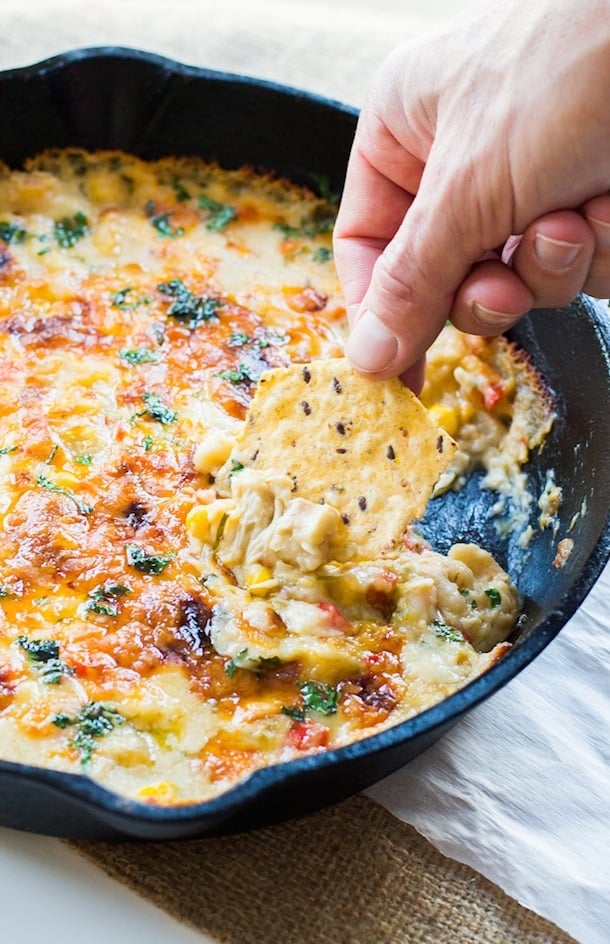 Skillet White Chicken Chili Dip • Heartbeet Kitchen