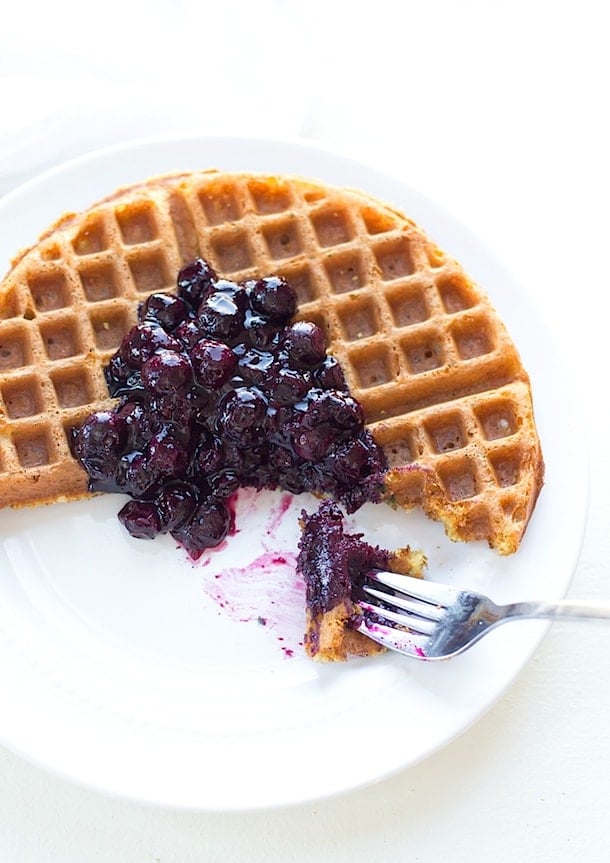 Simple Gluten-Free Waffles with Blueberry Cardamom Sauce | heartbeet kitchen