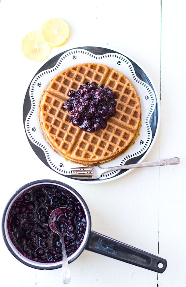 Simple Gluten-Free Waffles with Blueberry Cardamom Sauce |heartbeet kitchen