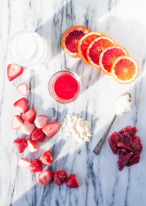 Blood Orange-Strawberry Coconut Smoothie (vegan, refined sugar-free)