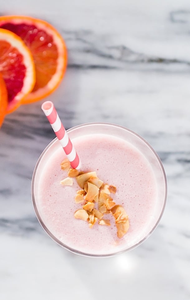 Blood Orange-Strawberry Coconut Smoothie (vegan)