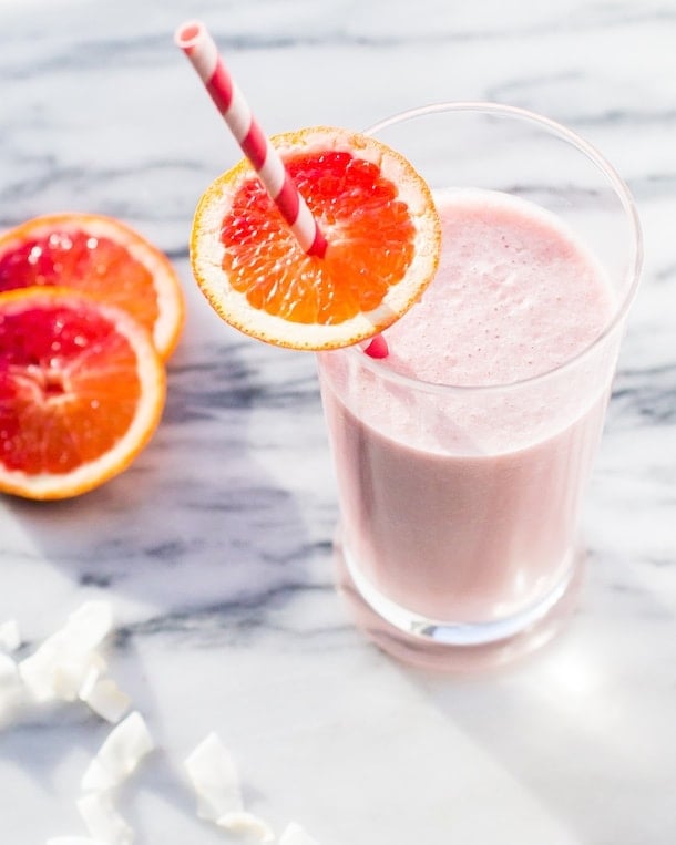 Blood Orange-Strawberry Coconut Smoothie {vegan}