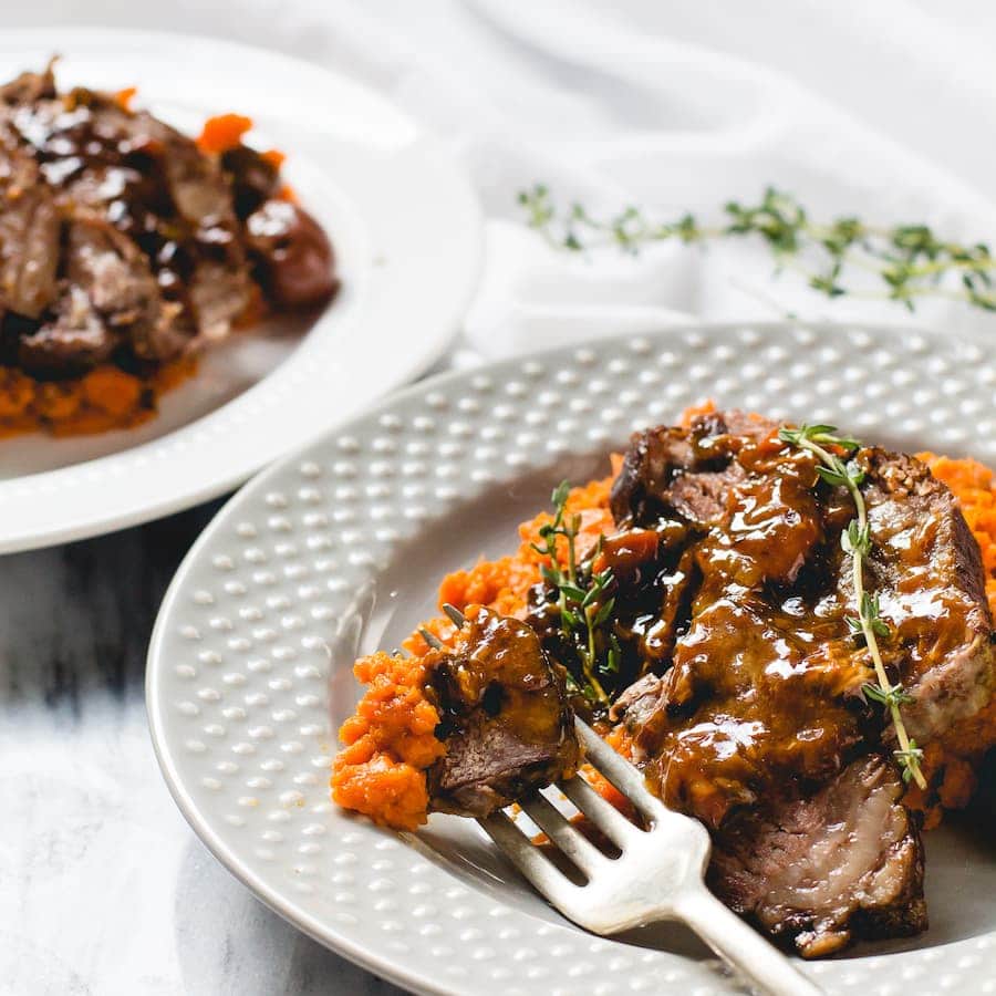 Damn Delicious - Slow Cooler Steak Tips with Mushrooms - Dump everything  into your crockpot and let it cook low and slow for the most tender, gravy  soaked steak bites ever! RECIPE