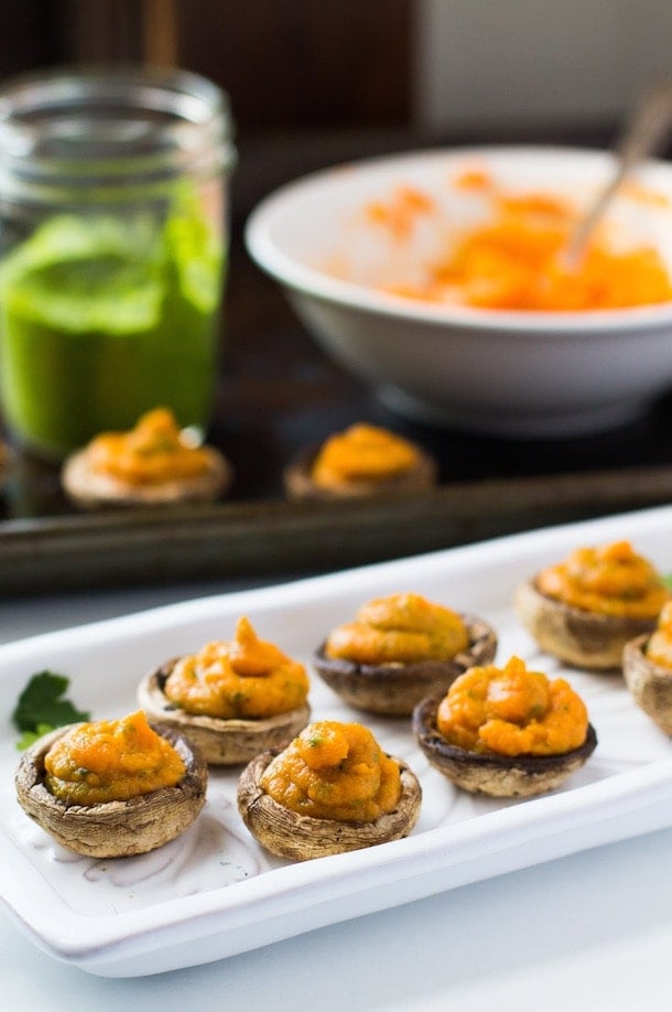 Chimichurri Sweet Potato Stuffed Mushrooms | AIP, Paleo, Vegan