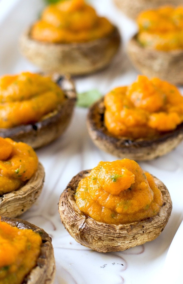 Stuffed Mushrooms with Chimichurri Sweet Potato Puree |Paleo, AIP, vegan