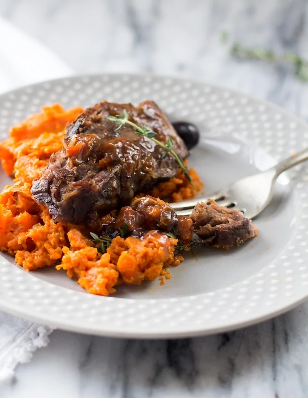Slow Cooker Beef with Carrot Mash & Olives ~ AIP, Paleo (easy one-pot meal)