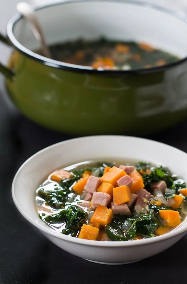 Ham, Sweet Potato & Kale Soup | Paleo, Whole30