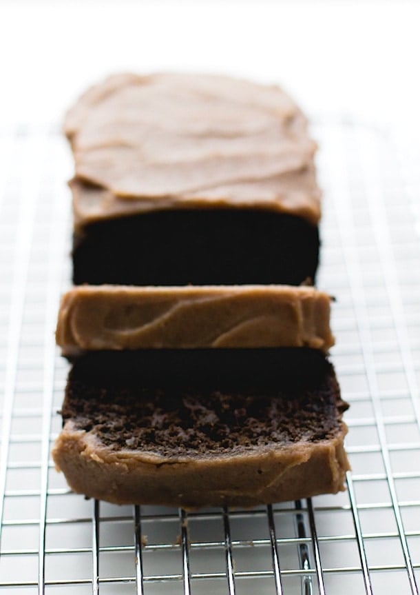 Chocolate Carob Bread with Date Caramel Frosting ~ via heartbeet kitchen {paleo, egg-free}