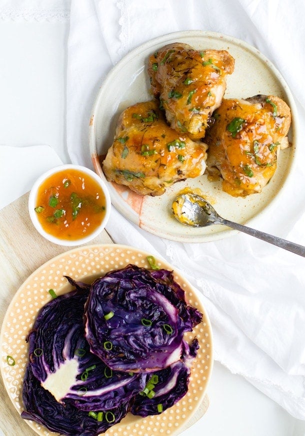 Sticky Apricot Basil Glazed Chicken Thighs (gluten-free)