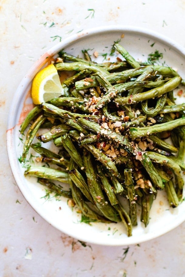 Blistered Green Beans with Crushed Almonds {paleo, vegan}