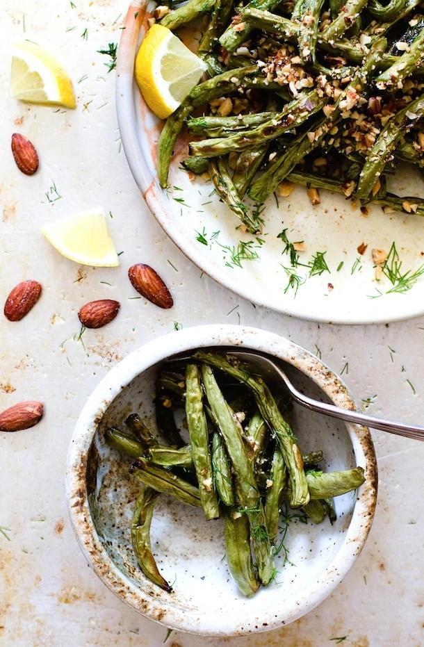 Blistered Green Beans with Crushed Almonds & Dill {via heartbeet kitchen}