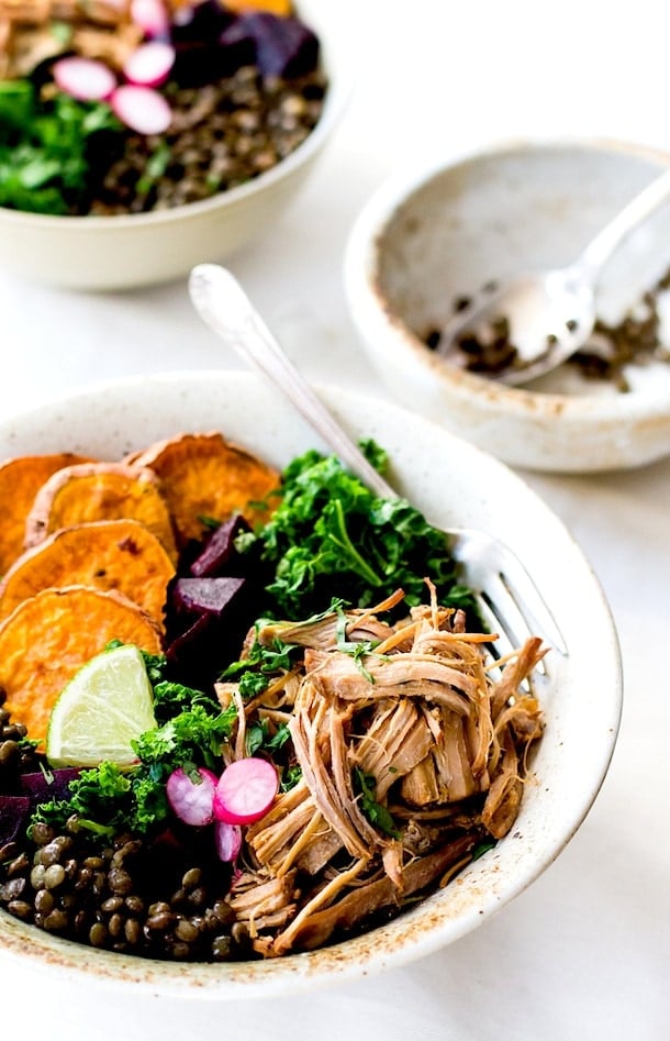 Cuban Pulled Pork & Rainbow Lentil Bowls