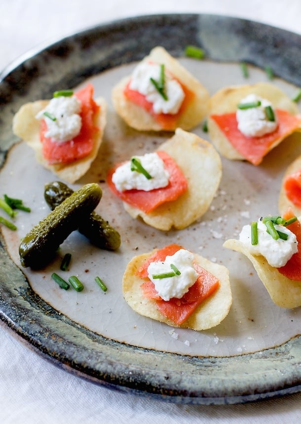 Smoked Salmon & Horseradish Crema Potato Chip Bites