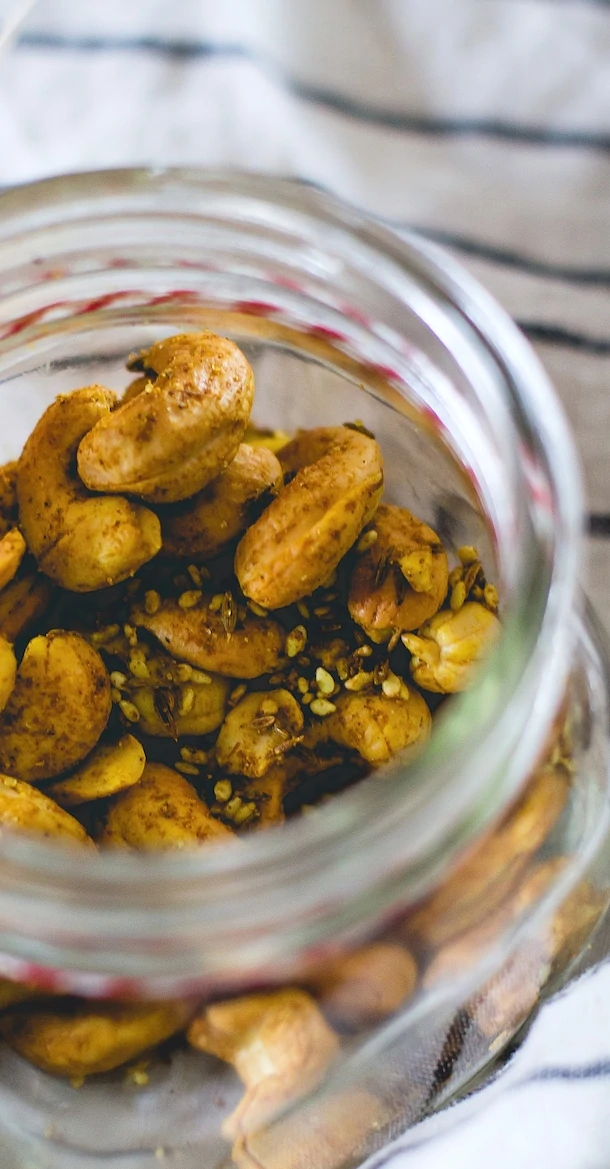 Sesame Curry Cashews {roasted with coconut oil}