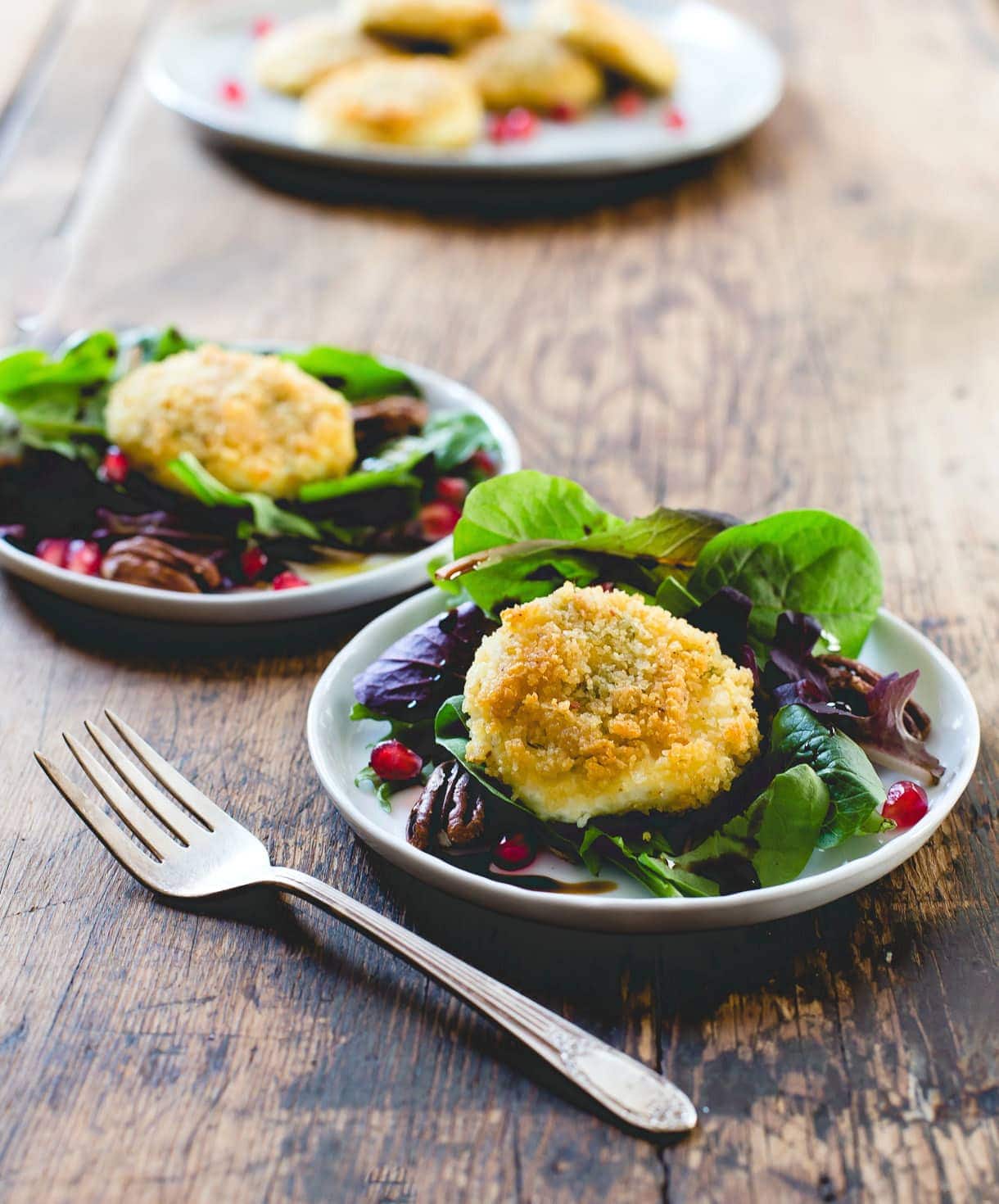 Crispy Potato Chip Crusted Goat Cheese with Greens