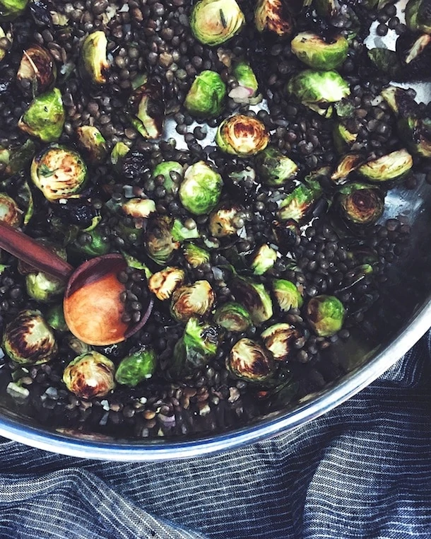 Spiced Lentils & Roasted Brussels Sprouts (gluten-free, vegan)