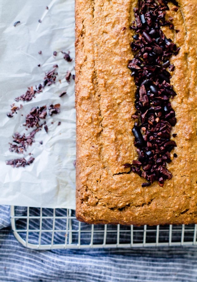 Easy GlutenFree Almond Butter Bread with Cacao Nibs
