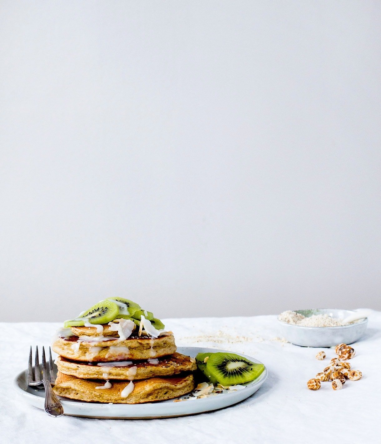 Fluffy Gluten-Free Pancakes with Coconut Butter & Kiwis