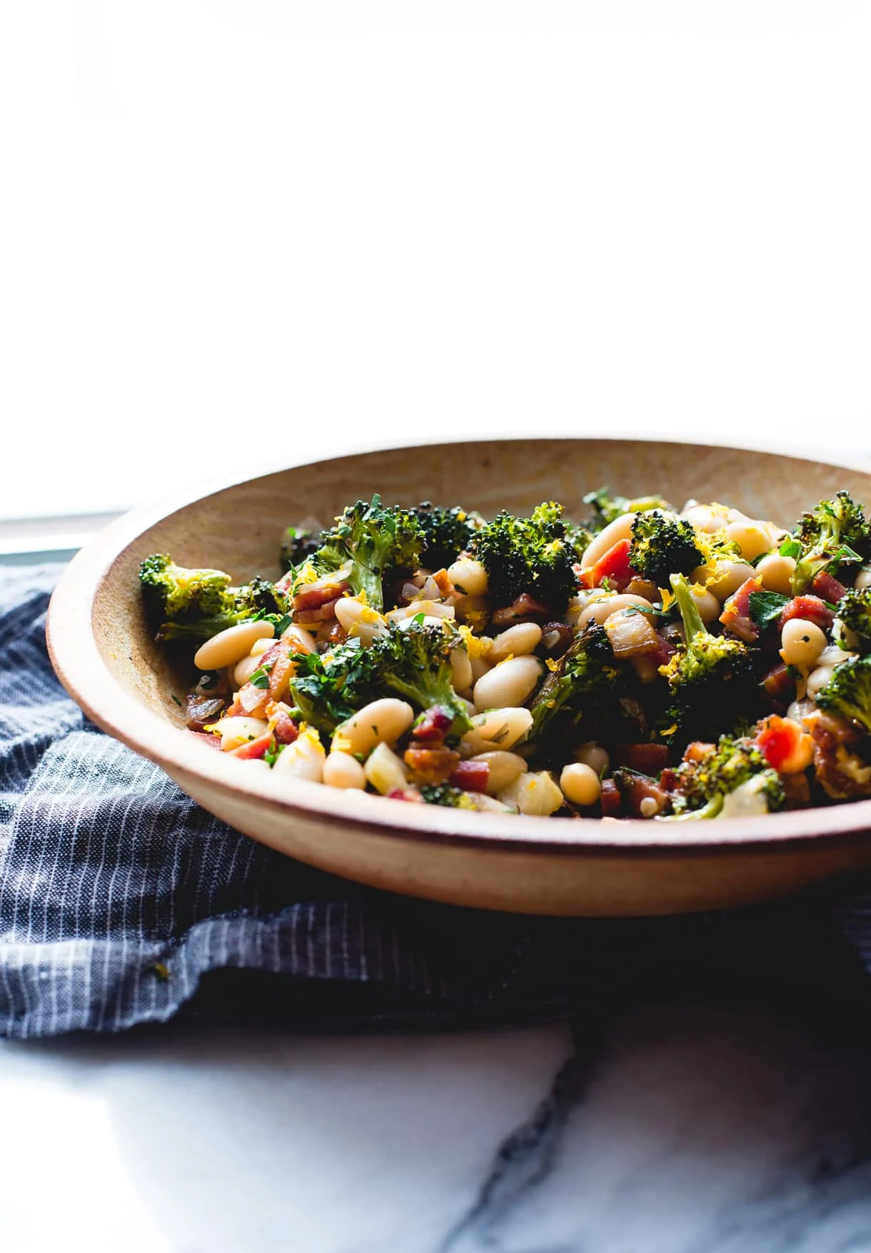 Roasted Broccoli and Lemony White Beans with Bacon {via heartbeet kitchen}
