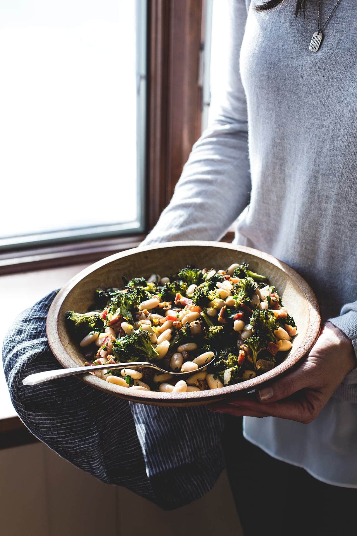 Roasted Broccoli and Lemony White Beans with Bacon {via heartbeet kitchen}