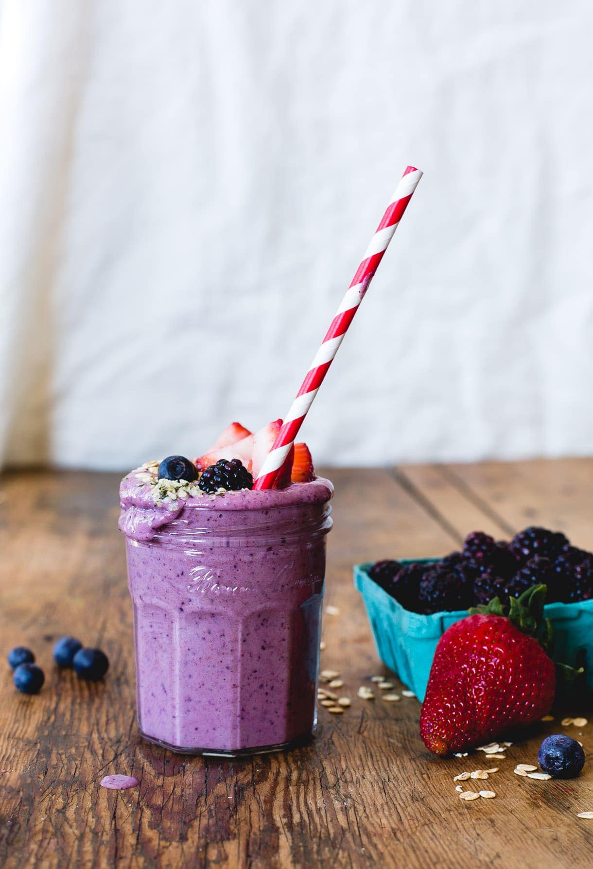Honey Triple Berry & Soaked Oats Smoothie {dairy-free}