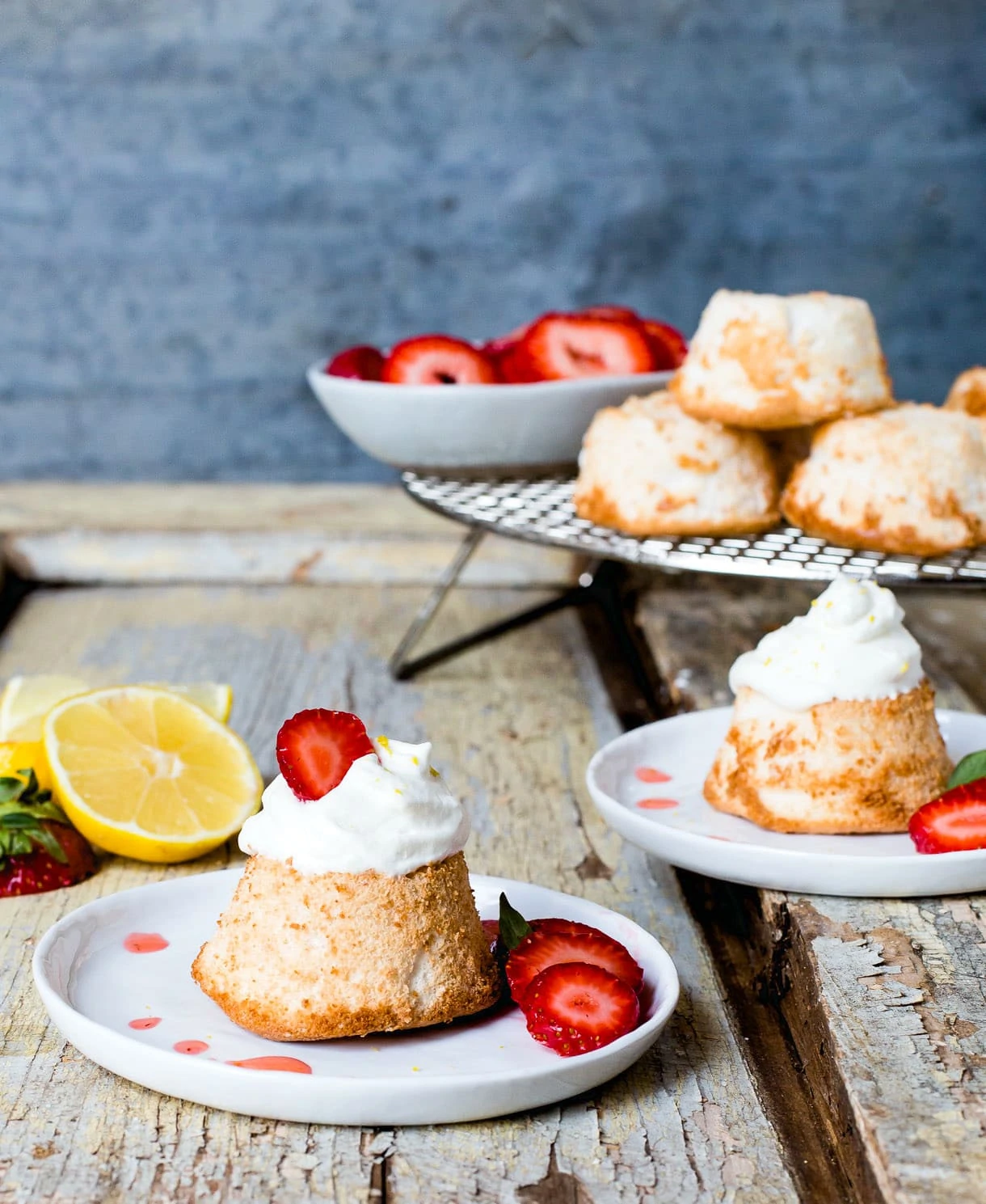 Grain-Free, Gluten-Free Angel Food Cake with Lemon Whipped Cream & Strawberries
