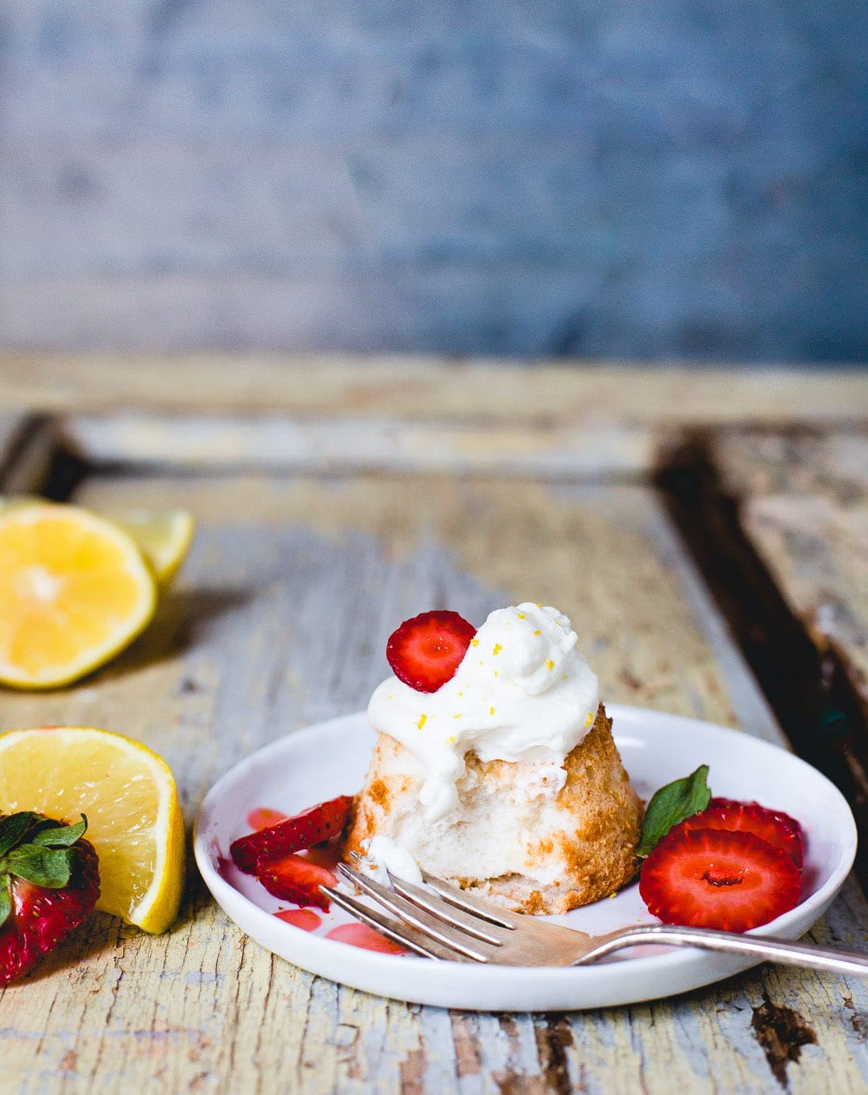 Mini Grain-Free Angel Food Cakes with Strawberries and Whipped Cream