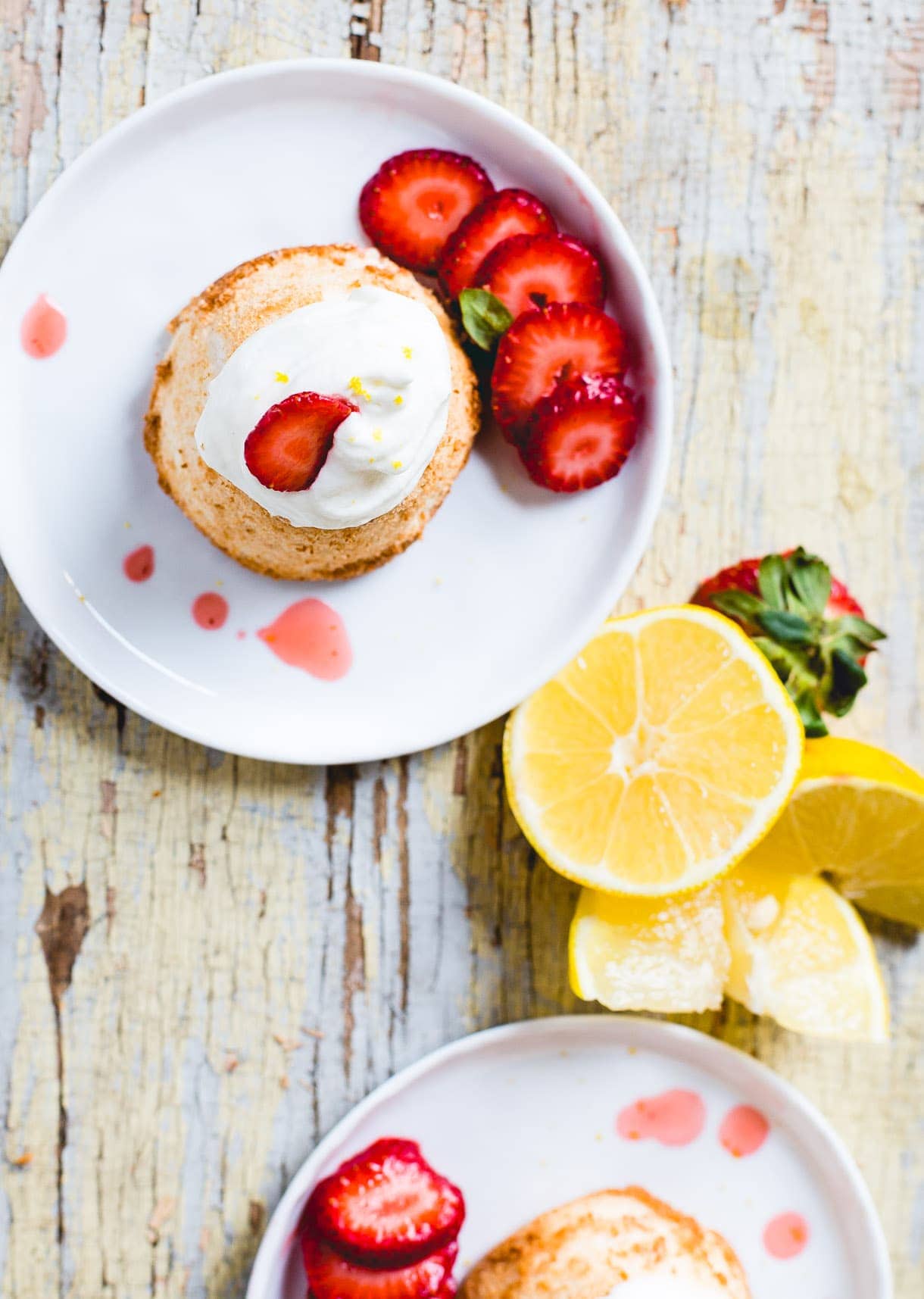 Grain-Free, Gluten-Free Angel Food Cake with Lemon Whipped Cream & Strawberries