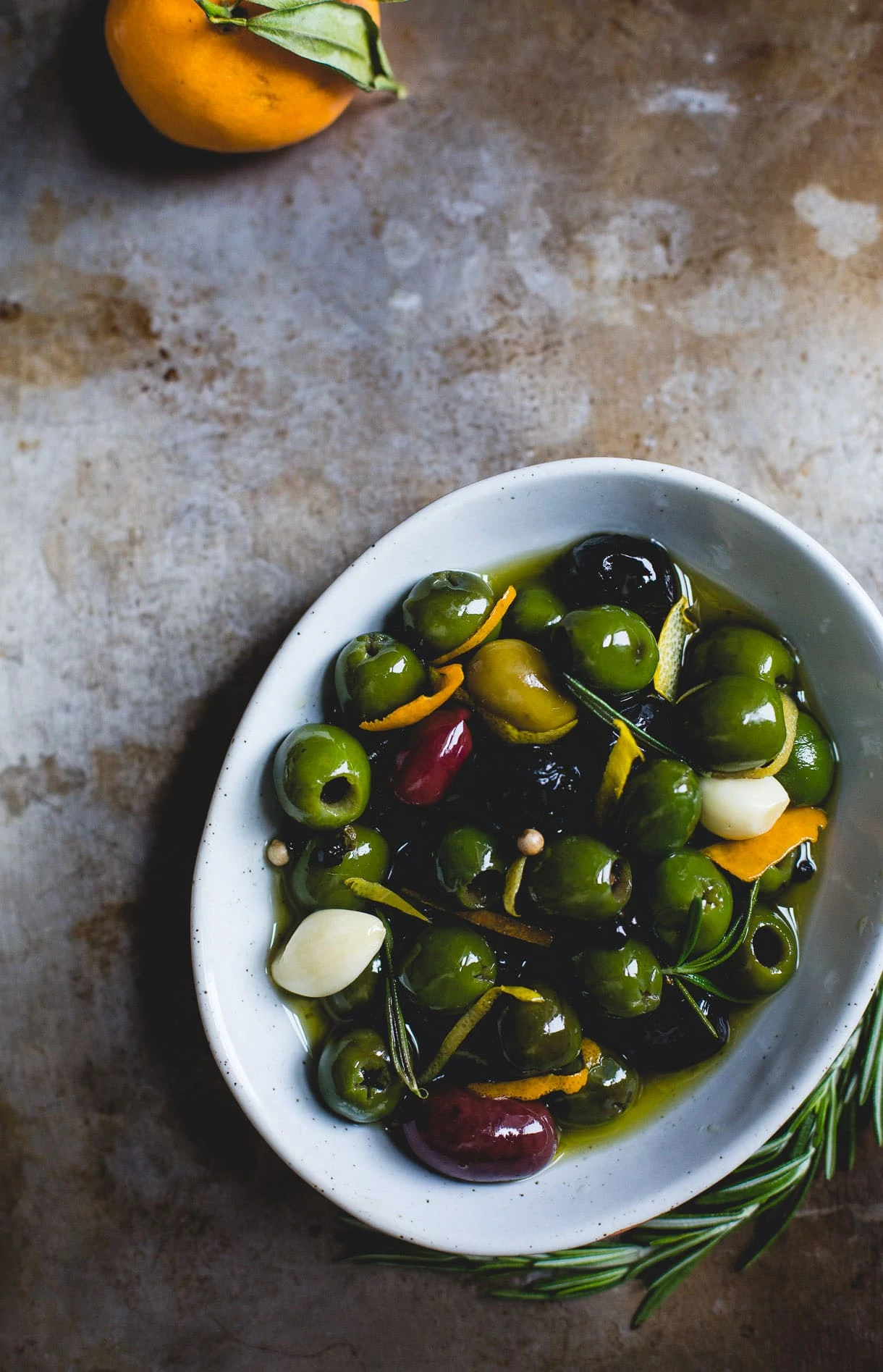 Warm Olives with Citrus, Rosemary, and Gin {recipe}