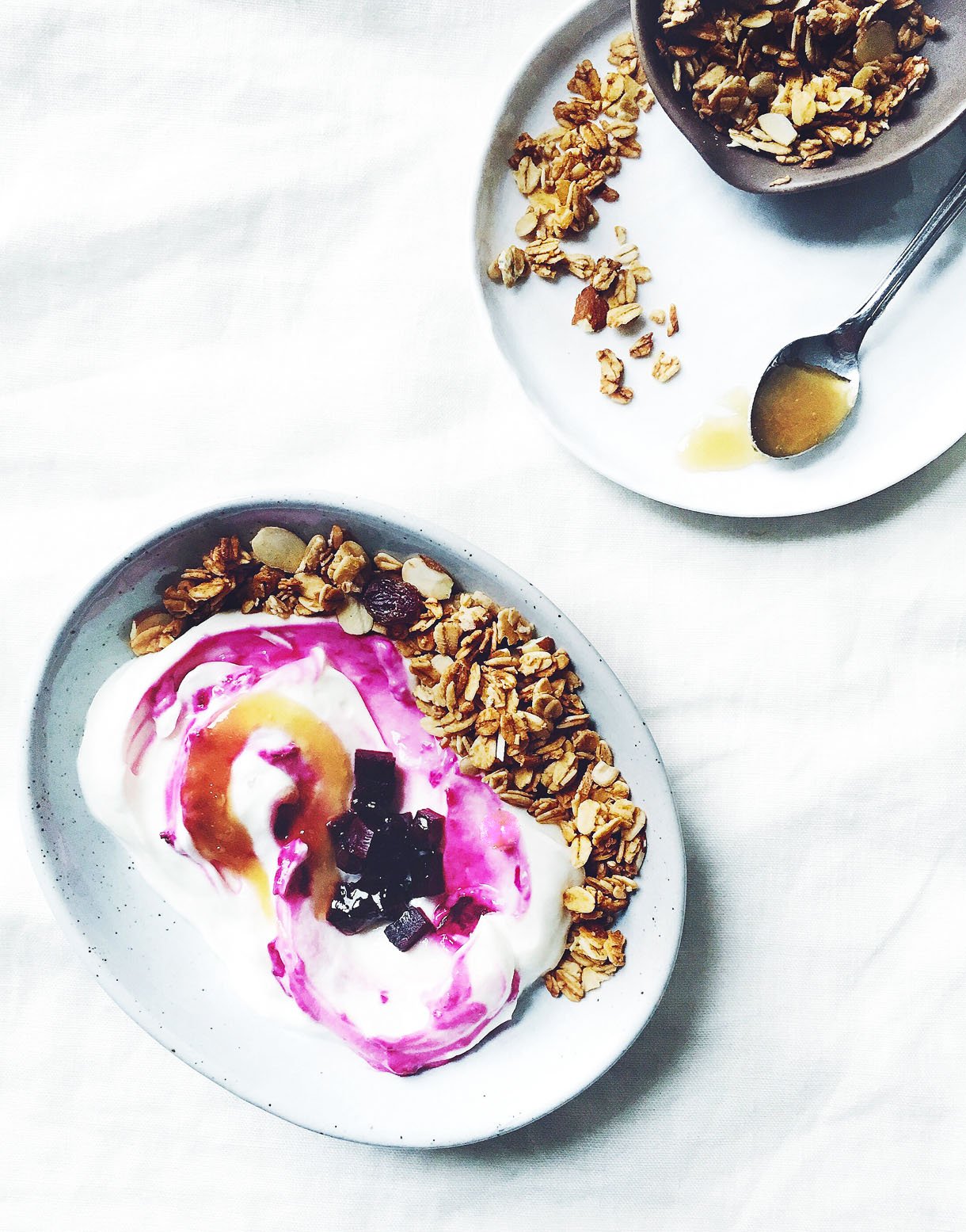 Sweet Beet Yogurt Bowl with Granola {via heartbeet kitchen}