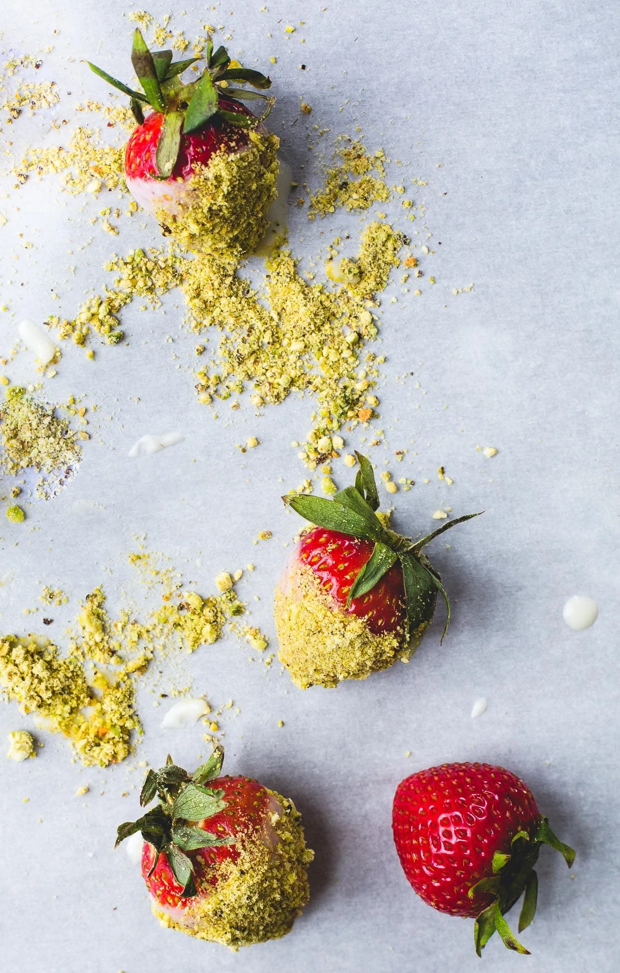3 Ingredient Coconut Butter Dipped Strawberries with Pistachio Dust {vegan}