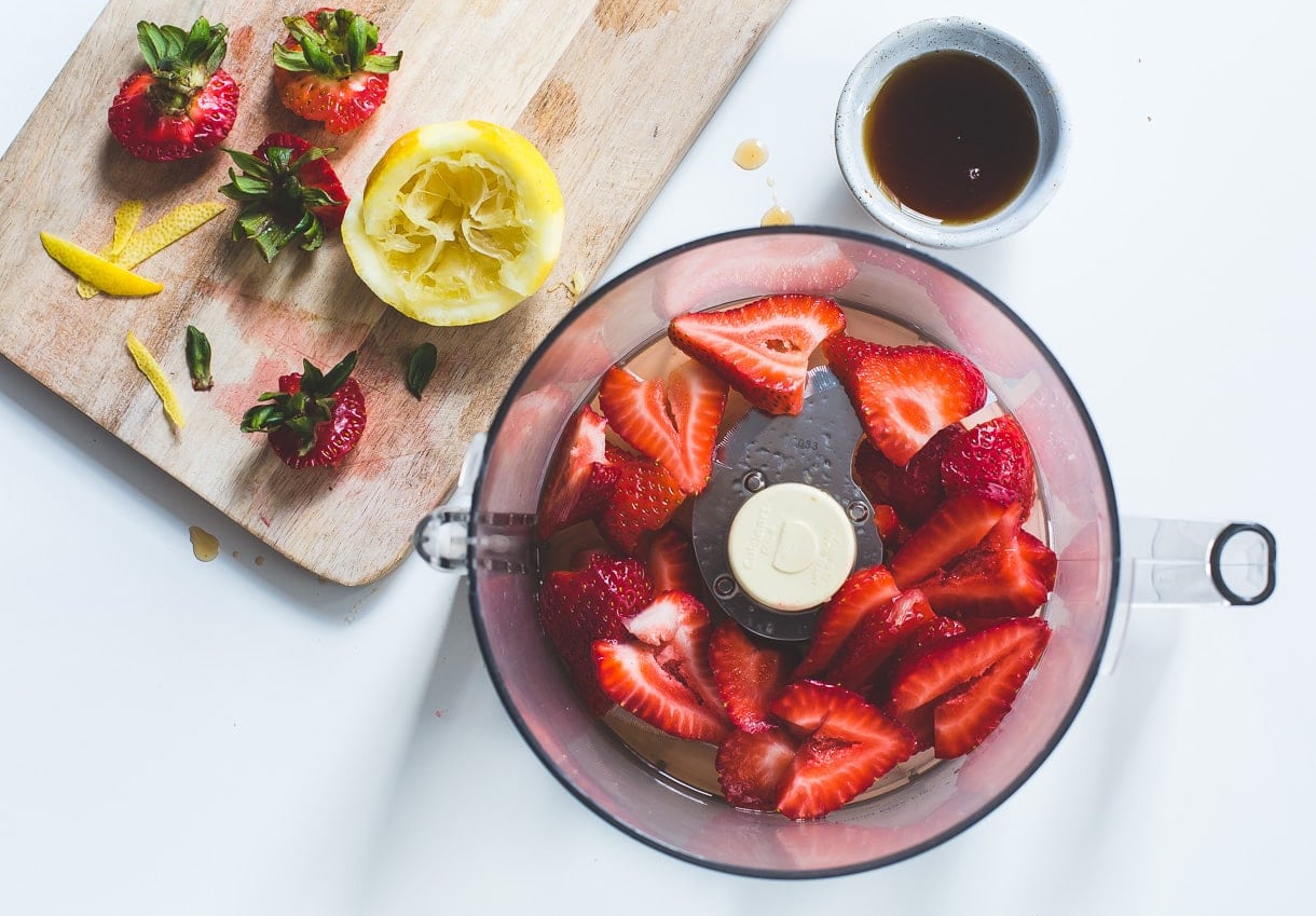 Strawberry French 75 Cocktail {heartbeet kitchen blog} - naturally sweetened with a touch of maple syrup