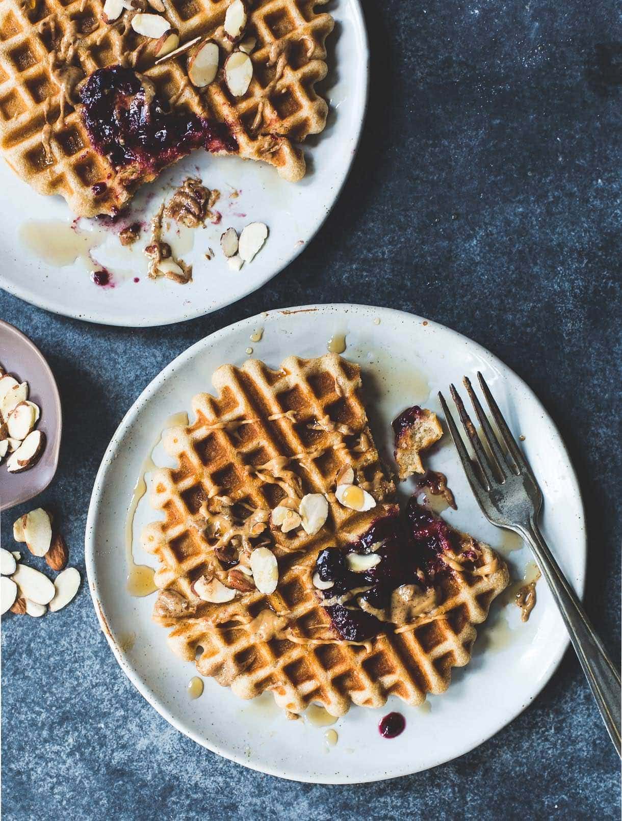 Kefir Waffles with Almond Butter + Jam